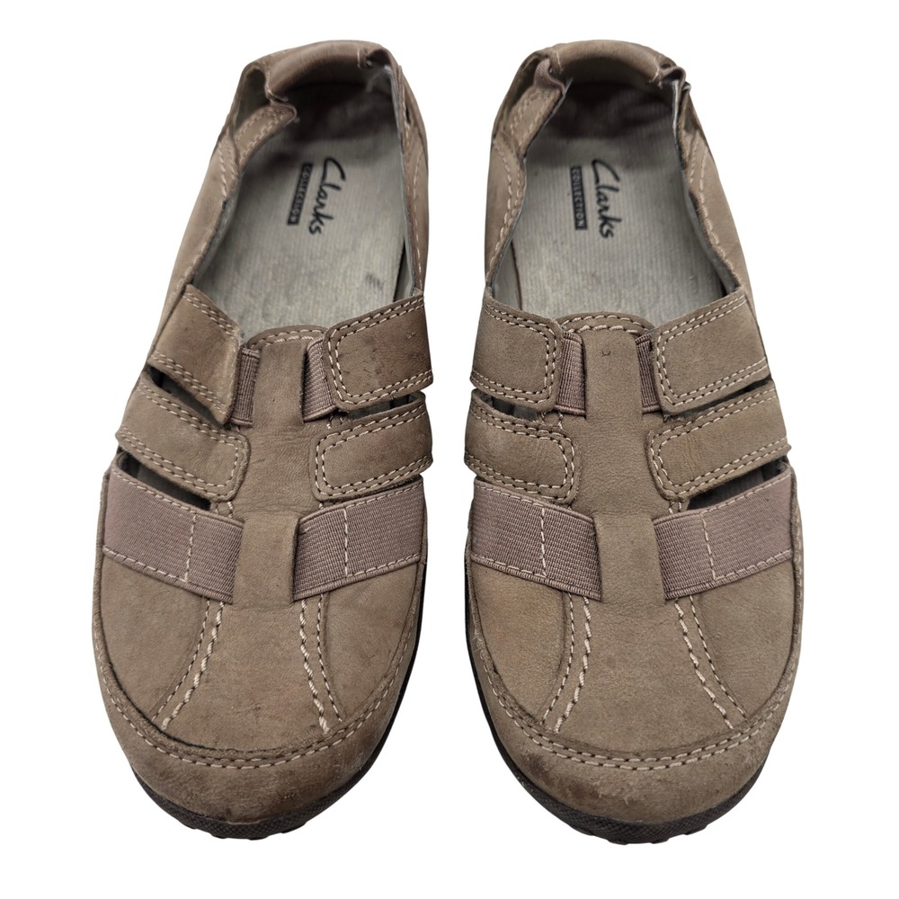 Clarks Haley Stork Slip On Shoes Loafers 7 Brown Leather Comfort Flats Gorpcore